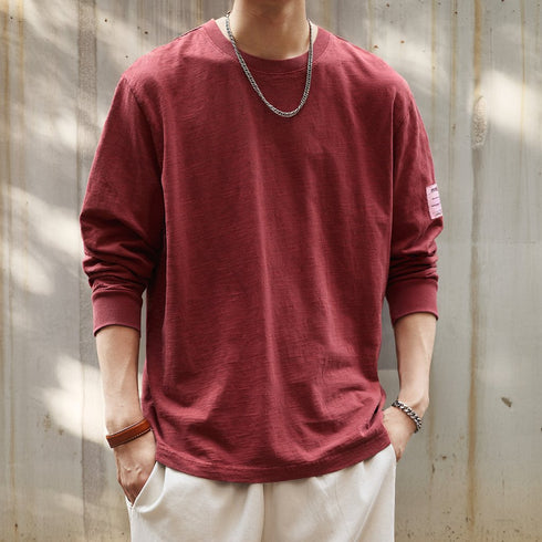 Natural Texture Crew Neck Long Sleeve T-shirt P1792