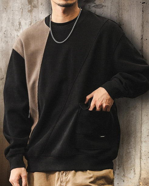 Contrast Line Design Pocket Sweatshirt P1572