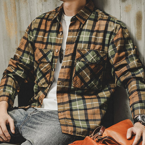 Classic Color Tartan Check Long Sleeve Shirt P1676