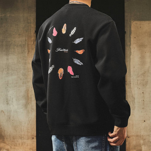 【OUTLET/即納】カラフルフェザーバックプリントスウェット P1837