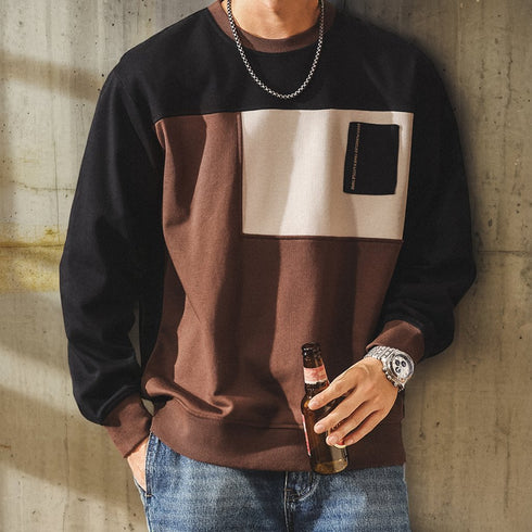 Blocking Design Color Panel Long T-shirt P1848