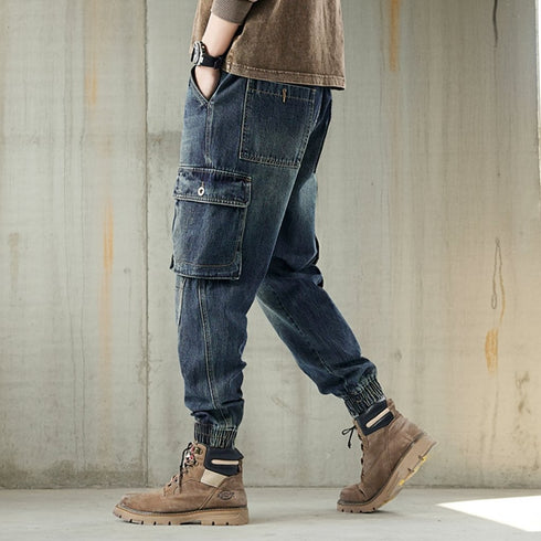 Vintage Wash Cargo Jeans P0411