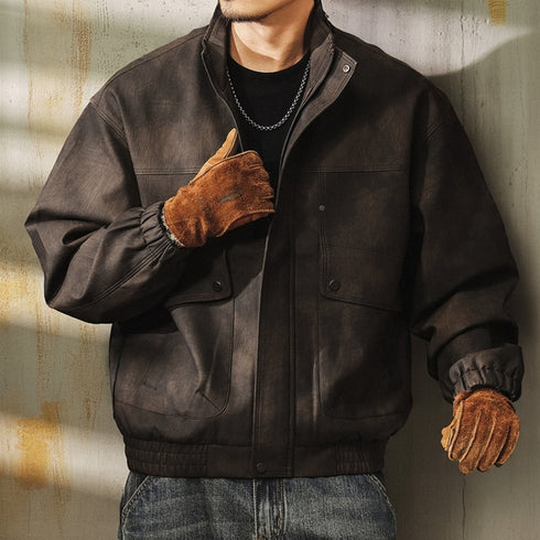 Vintage Like Shape Zip Blouson P1859