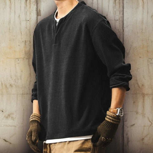 Fake Two-piece Waffle Long T-shirt P1665