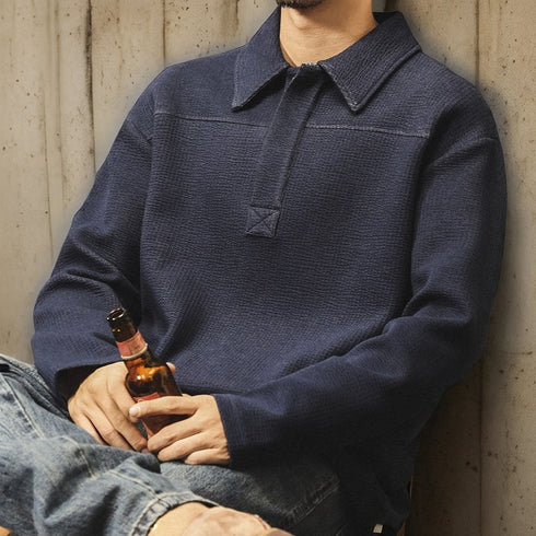Loose Fit Long Sleeve Polo Shirt P1948