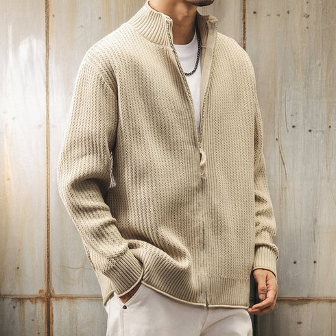 Relaxed Zip-Up Rib Knit P1835