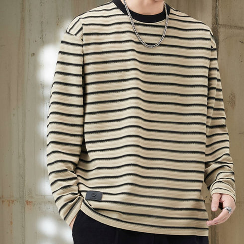 Border Crew Neck Long Tee P1686
