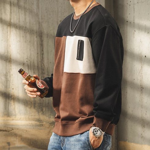 Blocking Design Color Panel Long T-shirt P1848