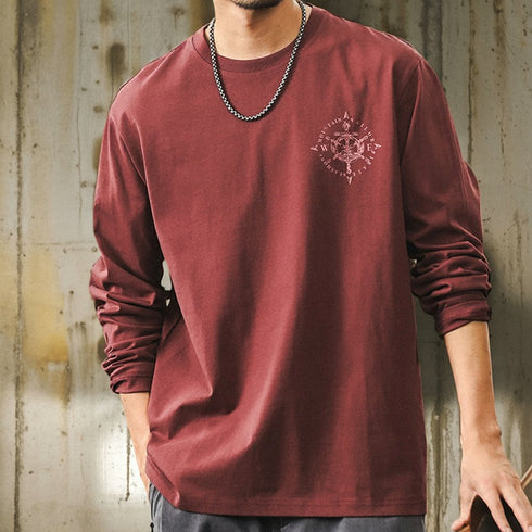 Simple Line Motif Long Sleeve T-Shirt P1602