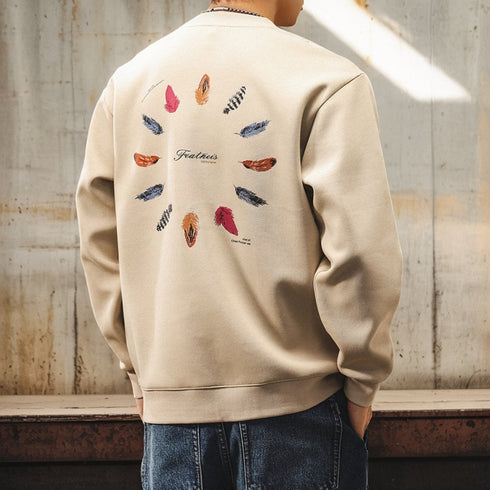 Colorful Feather Circle Back Print Sweatshirt P1837