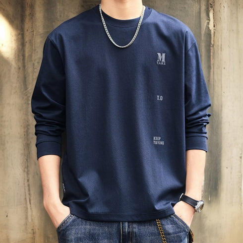 Small Letter Art Message Long Sleeve T-Shirt P1358