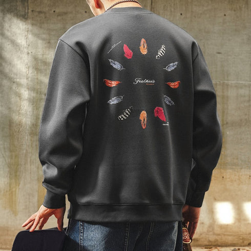 Colorful Feather Circle Back Print Sweatshirt P1837