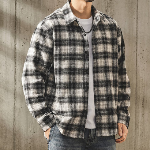 レトロチェックリラックスシャツ P1929