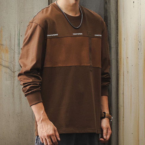 Block Texture Line Long sleeve T-Shirt P1678