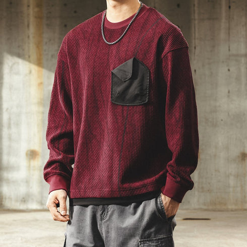 Waffle Texture Utility Pocket Sweater P1860