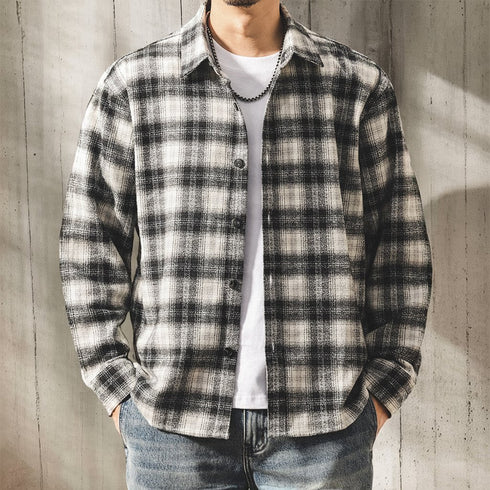 レトロチェックリラックスシャツ P1929