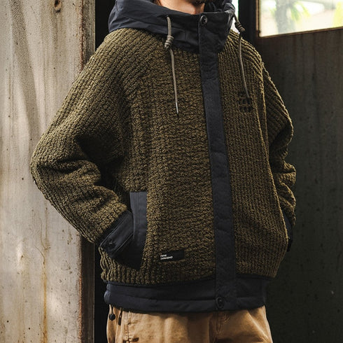 Two-Tone Design Hood Jacket P1873