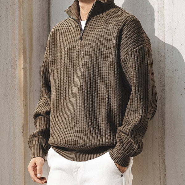 Mid-Gauge Rib Half-Zip Sweater P1935