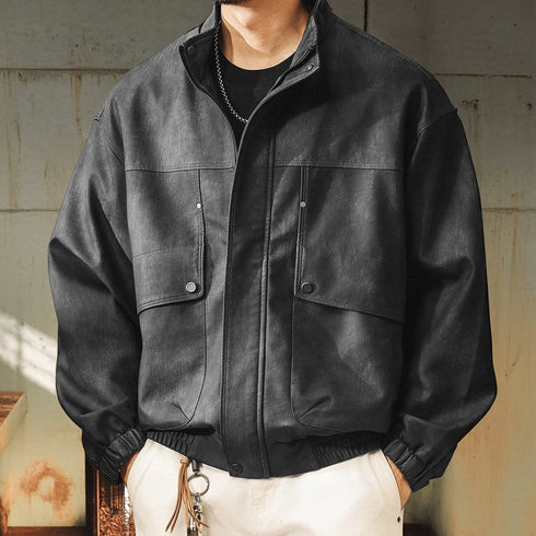 Vintage Like Shape Zip Blouson P1859