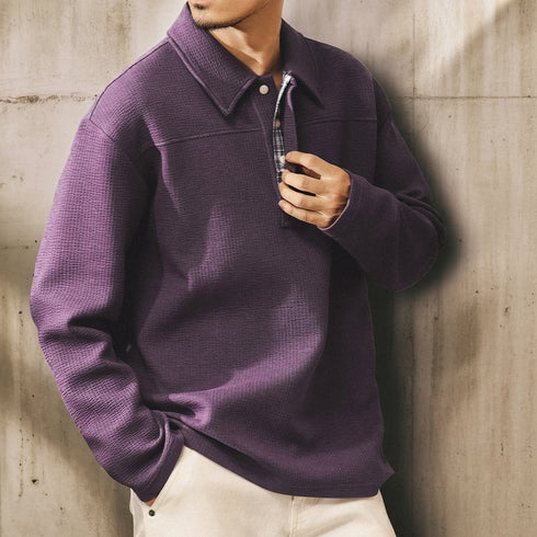 Loose Fit Long Sleeve Polo Shirt P1948