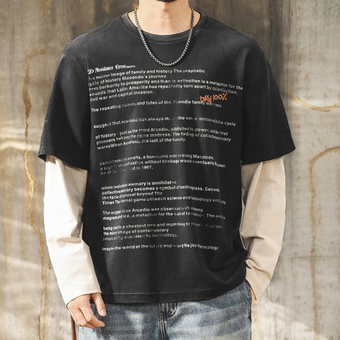 Vintage Style Lettering Long Sleeve T-shirt P1817