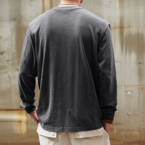 Natural Texture Crew Neck Long Sleeve T-shirt P1792