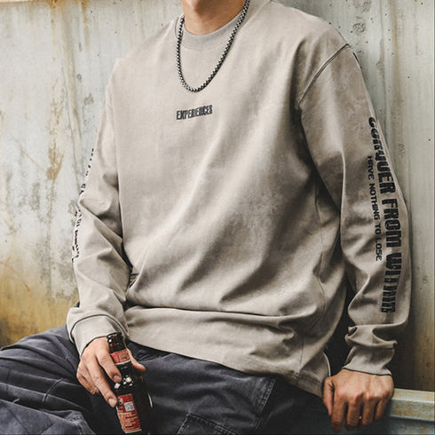 Acid Tone Sleeve Print Long Sleeve T-Shirt P1595