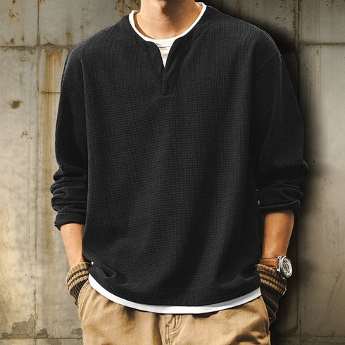 Fake Two-piece Waffle Long T-shirt P1665