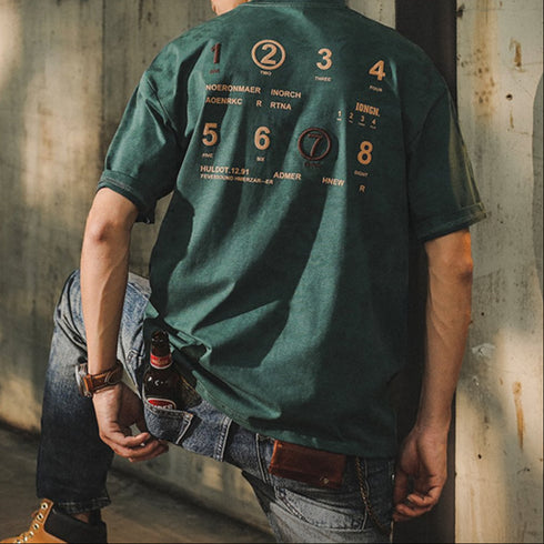 【OUTLET/即納】ナンバーアートバックプリント半袖Tシャツ P0890