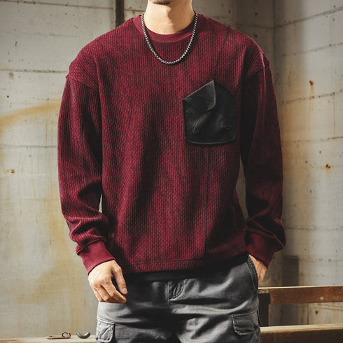 Waffle Texture Utility Pocket Sweater P1860