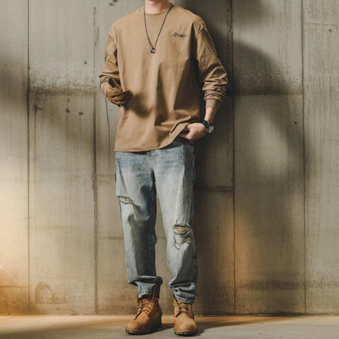 Monotone Style Print Design Long Sleeve T-Shirt P1615