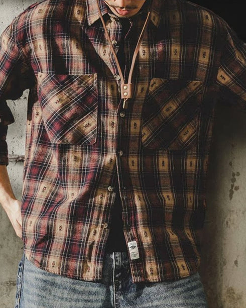【OUTLET/即納】ヴィンテージパターンチェック長袖シャツ P1594