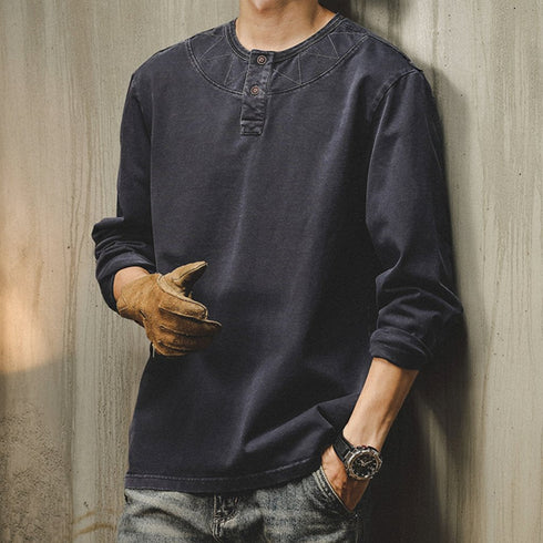 【OUTLET/即納】ヘンリーネッククラシック長袖Tシャツ P1738