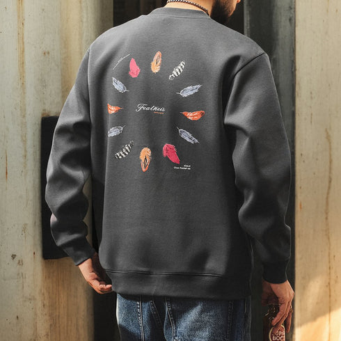 Colorful Feather Circle Back Print Sweatshirt P1837