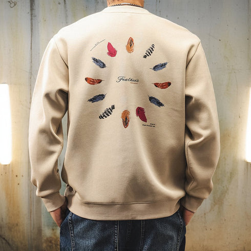 Colorful Feather Circle Back Print Sweatshirt P1837