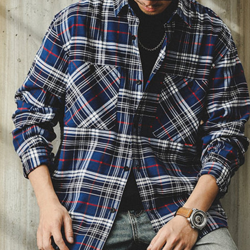 Double Pocket Mixed Check Shirt P1622