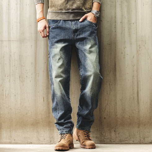 Faded Wash Work Denim Pants P1958
