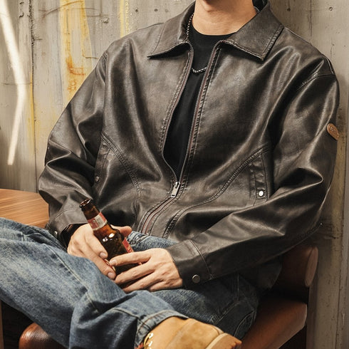 Vintage Leather-Like Jacket P1882
