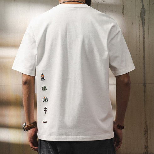 【OUTLET/即納】アウトドアモチーフバックグラフィック半袖Tシャツ P1384