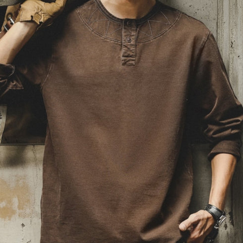 【OUTLET/即納】ヘンリーネッククラシック長袖Tシャツ P1738