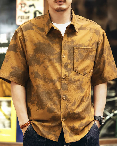 Vintage Marble Print Short Shirt P1339