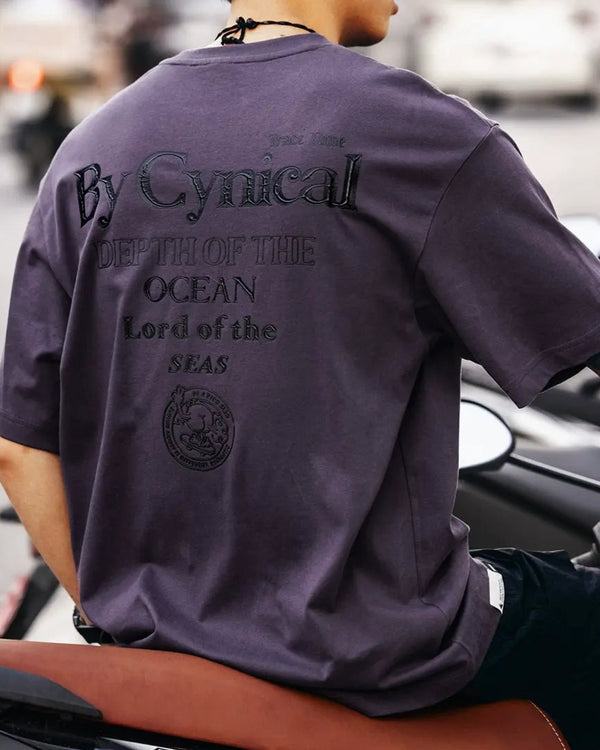 Back Letter Graphic Accent Short Sleeve T-Shirt P1355