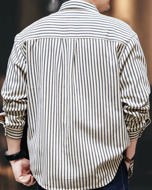 Vintage Style Stripe Work Shirt P1335
