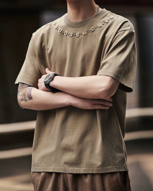 Neck Lettering Minimal Design Short Sleeve T-Shirt P1345