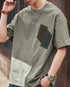 アシンメトリーブロックラインアクセント半袖Tシャツ P1398