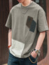 アシンメトリーブロックラインアクセント半袖Tシャツ P1398