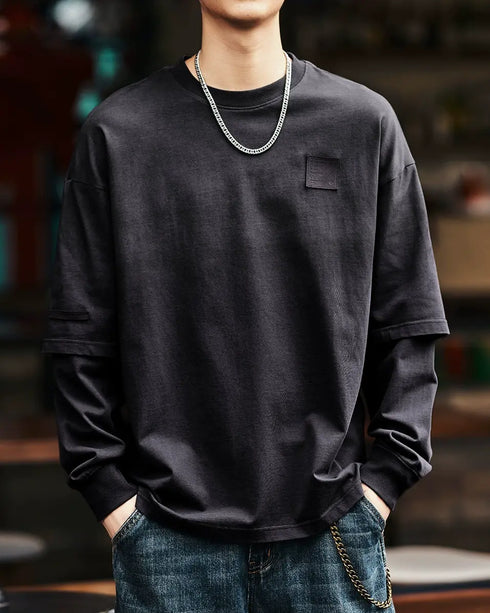 Double Layered Casual Logo Long Sleeve T-Shirt P1343
