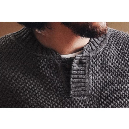 Waffle Texture Henley Neck Knit P1912