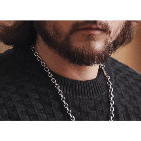 Checker Texture Crew Neck Long Knit P1914