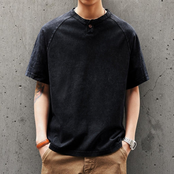 ウォッシュドヘンリーネック半袖Tシャツ P2122